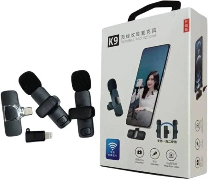 ennix K-9 Dual Wireless Lavalier Microphone 3-in-1 Collar Mic with USB-C Charger Microphone for Smartphone, Camera, Laptop